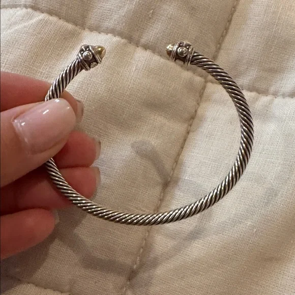 David Yurman Silver and Gold Cable Bracelet - Picture 6 of 7
